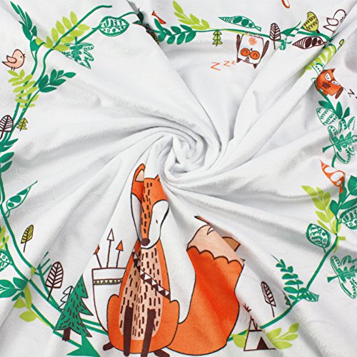 Boritar Baby Milestone Receiving Blanket Newborn Monthly Photography Background Super Soft with Double Layer Minky Dotted, Lovely Fox Printed 30"x47"(75x120cm) - Thumbnail 4