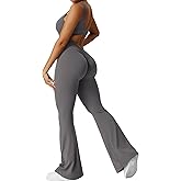 YEOREO Women Workout Scrunch Flare Jumpsuits Sexy Backless Butt Lift Gym Yoga Jumpsuits