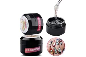 YesLady Nail Art Super Sticky Rhinestone UV Gel Adhesive Diamond Gem Builder 8ml Glue for Jewelry with Brush Tools