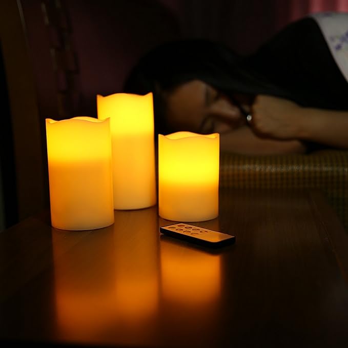 Amazon Sucool Ledキャンドルライト インテリアライト 間接照明 電池式 3個セット リモコン付き 安全安心 癒しの灯かり Sucool キャンドルライト