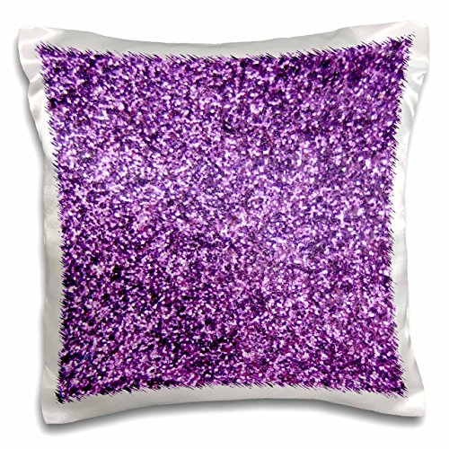 3dRose pc_112889_1 Purple Faux Glitter-Photo of Glittery Texture-Fashionable Girly Trendy Glam Sparkly Bling Effect-Pillow Case, 16 by 16