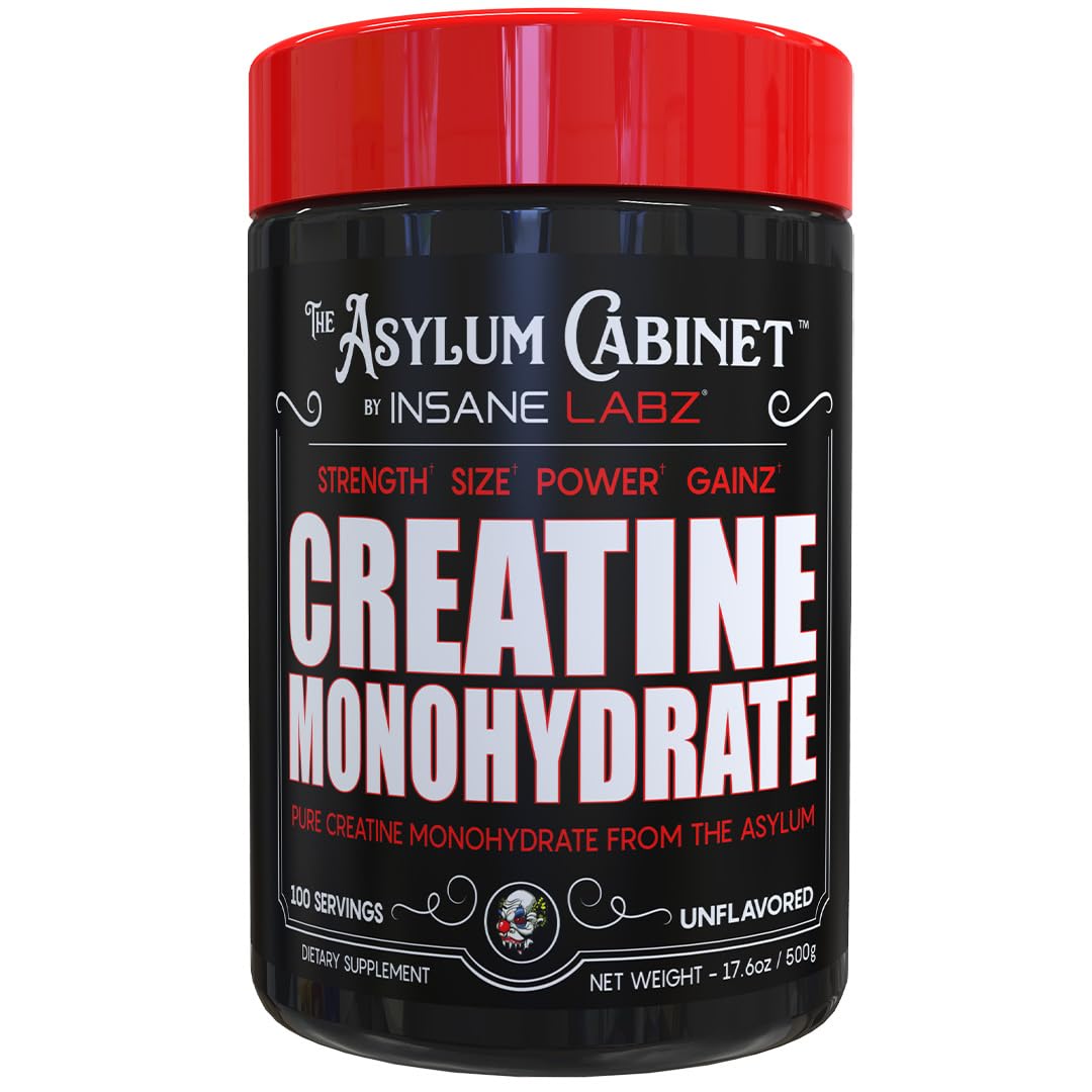 Insane Labz Insane Creatine Monohydrate Powder - Unflavored, Pre Workout, Post Workout, Strength Size Power, 100 Servings Image