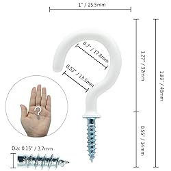 PHITUODA 50Pcs 1-1/4 Inch Cup Hooks Ceiling