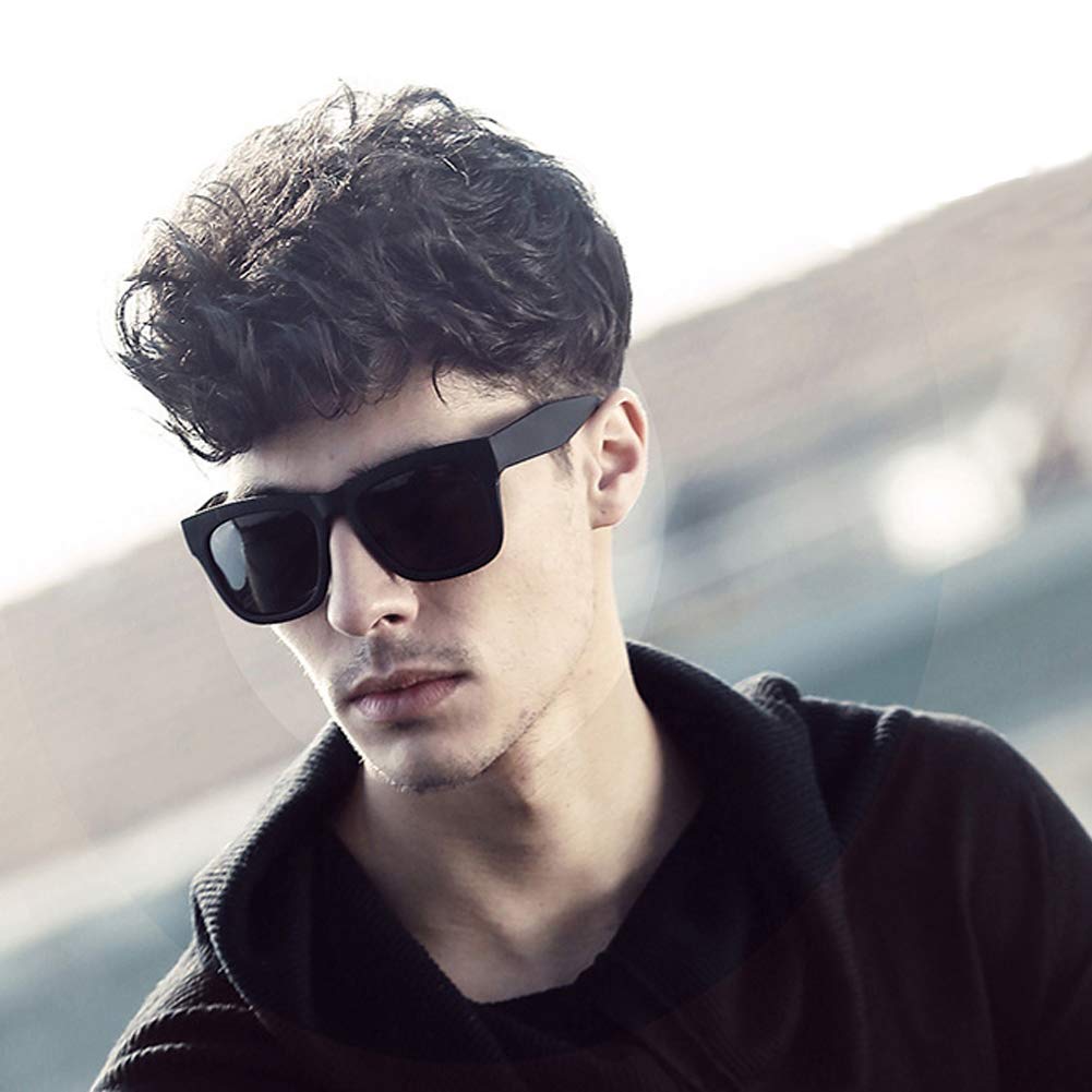 Women\'s Oversized Cat\'s Eye Black Sunglasses Men\'s Classic Rectangular Gradient Lens Anti-radiation UV400 (Matte black, 53)