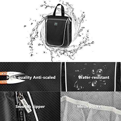 Goldwheat Waterproof Travel Toiletry Bag for Women/Men Cosmetic Travel Organizer Hanging Toiletry Kit, Black