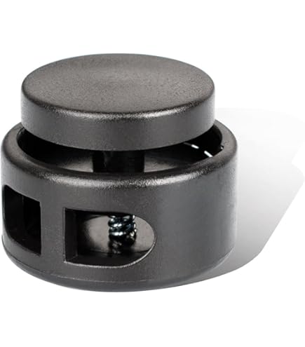 2 X Black 2-hole Cord Lock Adjustable Slider Spring Toggles, Fits up to 5mm (3/16in) Cord *sold per 2* - UK