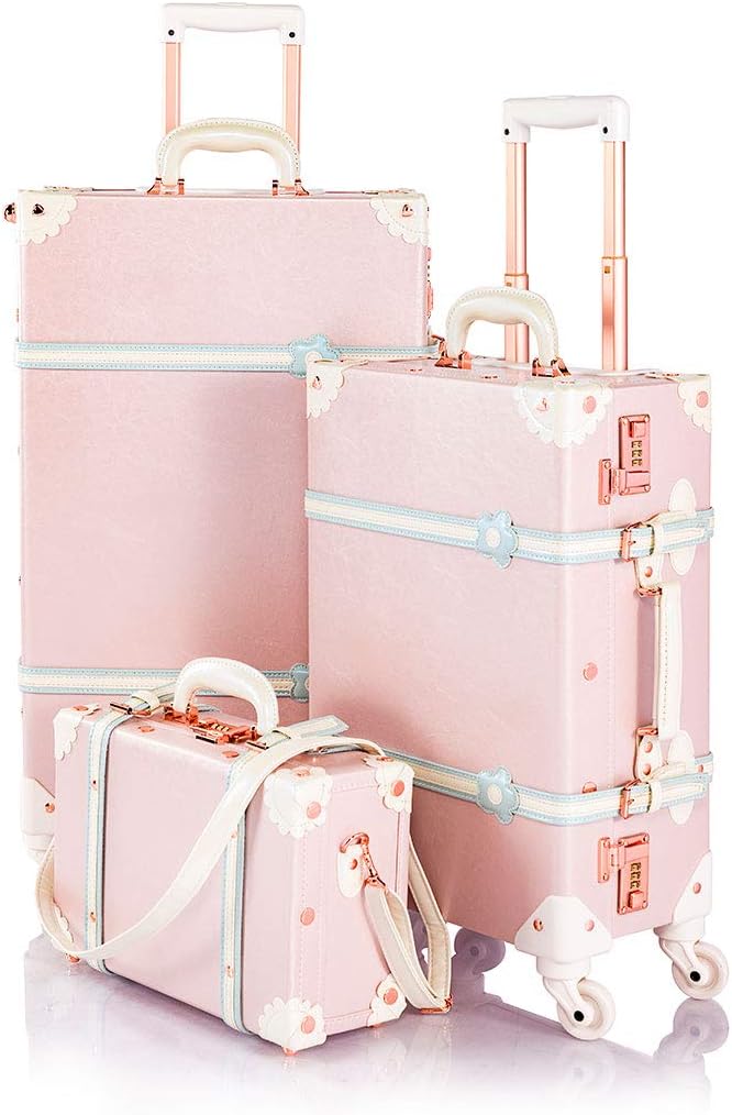 COTRUNKAGE Vintage Carry On Luggage Set 3 Piece Girls Cute