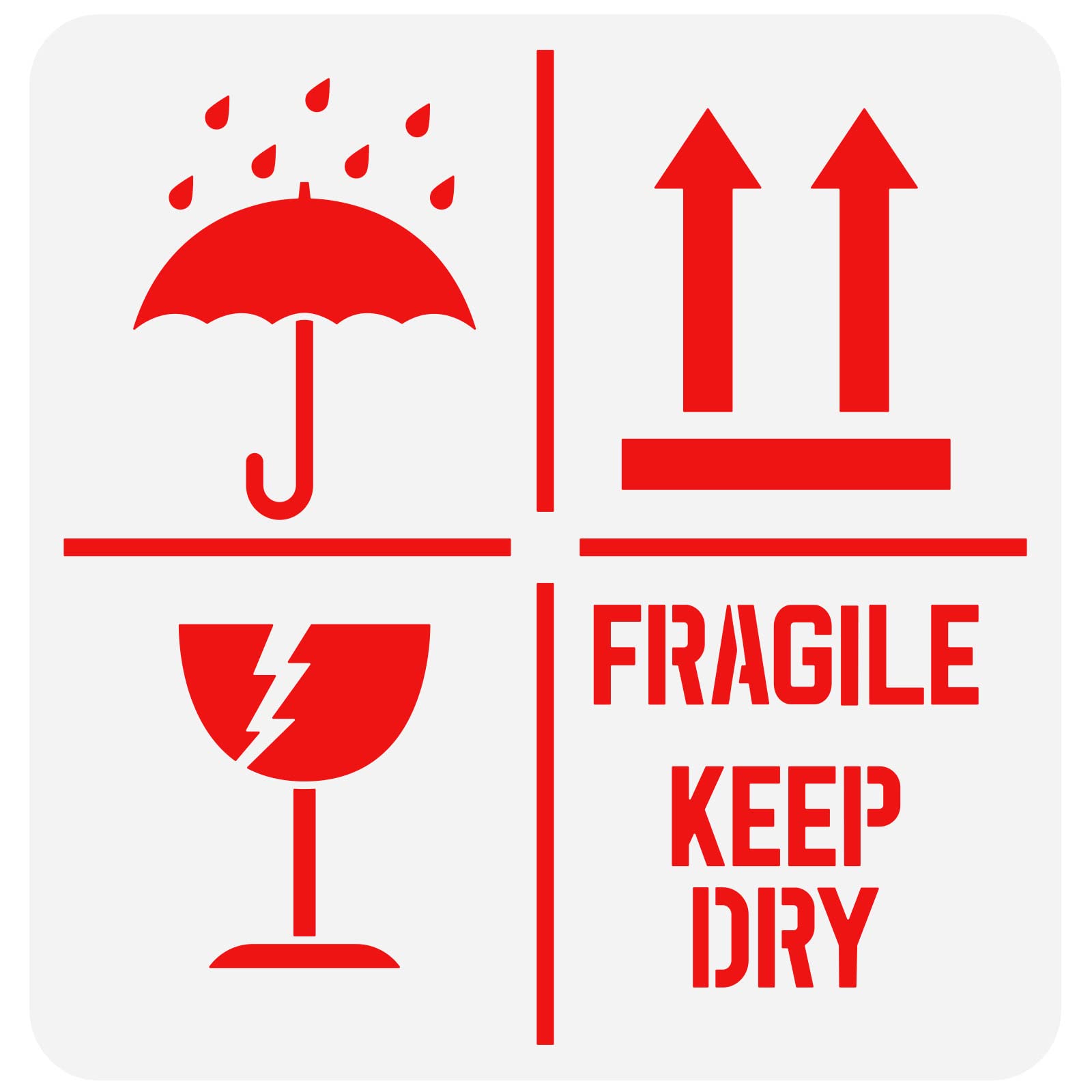 FINGERINSPIRE Keep Dry Fragile Up Text Stencil 30x30cm Reusable Keep Dry Sign Drawing Stencil DIY Craft Fragile Up Sign Painting Template for Box Packing Plastic Stencil for Wood Paper