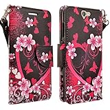 HTC ONE A9 Case, Magnetic Leather Flip Wallet Pouch For HTC ONE A9, Slim Folio Case with Kickstand, 2 Credit Card Slot Wallet Pouch (Hot Pink Sensation)