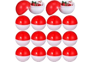 GLEAVI 20Pcs Gumball Vending Machine Capsules: 2 inch Empty Round Capsules Plastic Containers for Birthday Party Easter Chritsmas(Red and White)