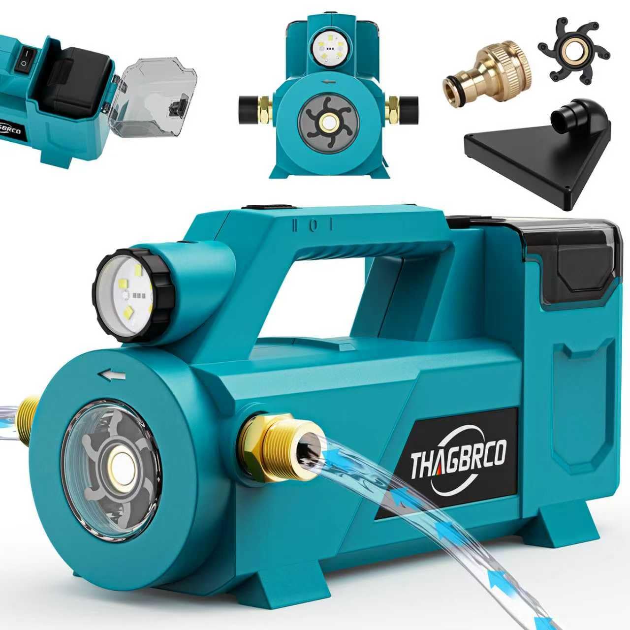 Tragbare selbstansaugende Pumpe für Makita 18V Li-Ion Akku, Akkubetriebene 18V 430 GPH Wasserpumpe (nur Werkzeug, keine Batterie)