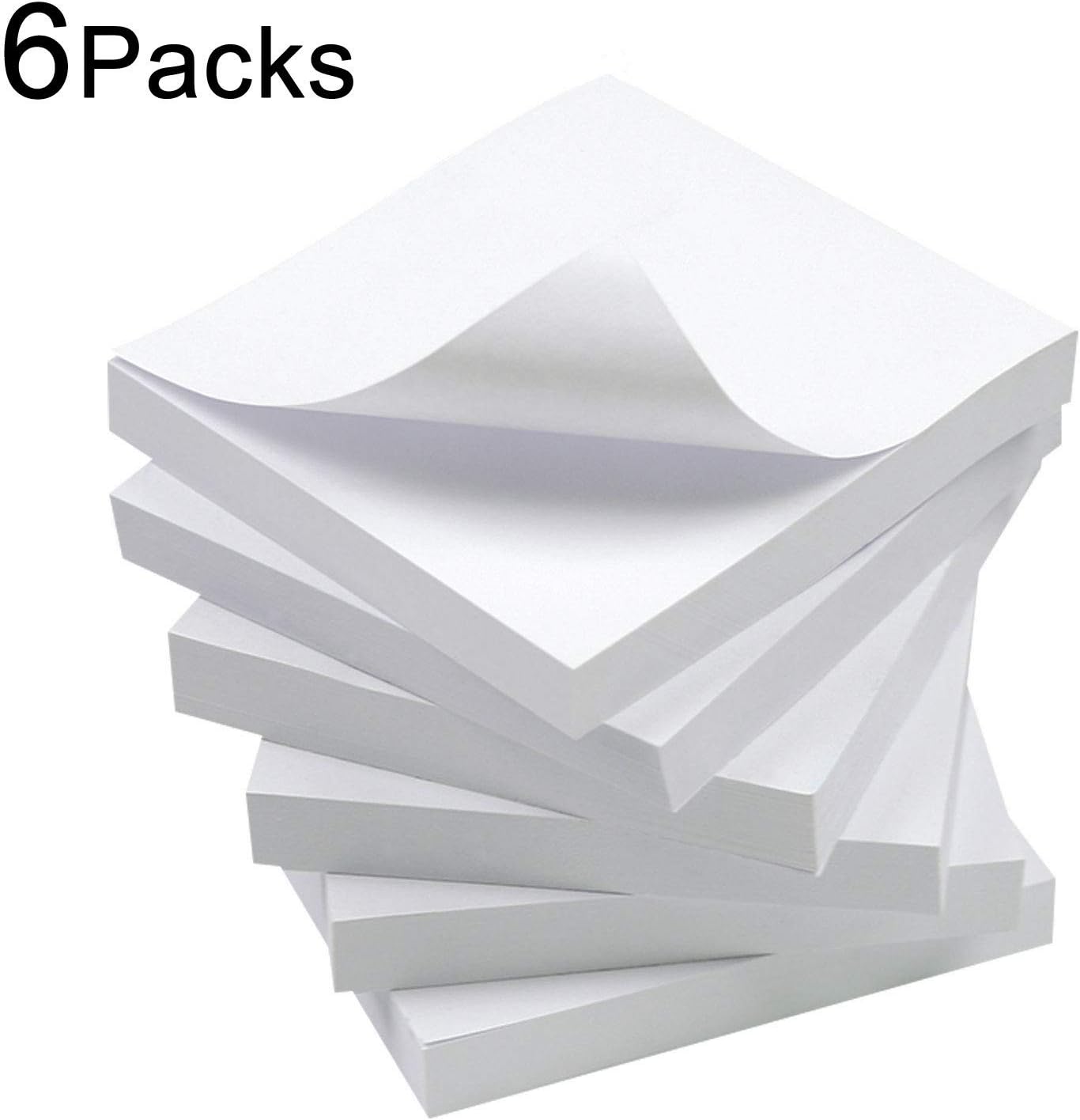 White Sticky Notes, 6 Pads, 3 X 3 Inch, 100 Sheets/Pad