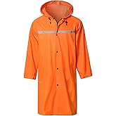 Mens Long Hooded Safety Rain Jacket Waterproof Emergency Raincoat Poncho