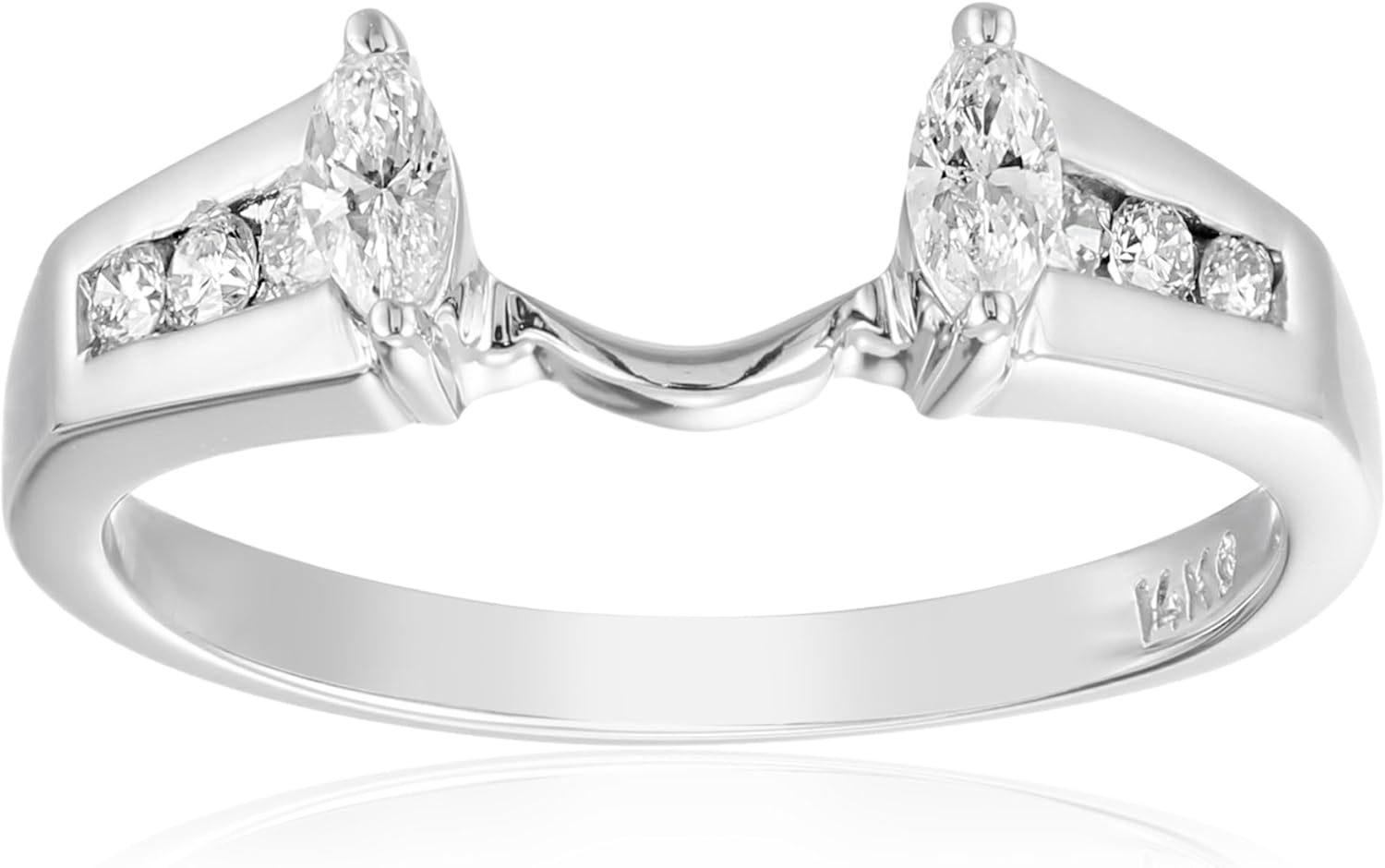14k White Gold Round and Marquise Diamond Solitaire