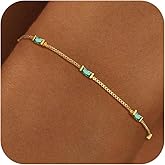 Fezodo Birthstone Bracelets for Women Trendy, Dainty 18K Gold/Silver Plated Diamond Bracelet Non Tarnish Friendship Bracelet Jewelry Gifts for Women Mom Sister Daughter Girlfriend