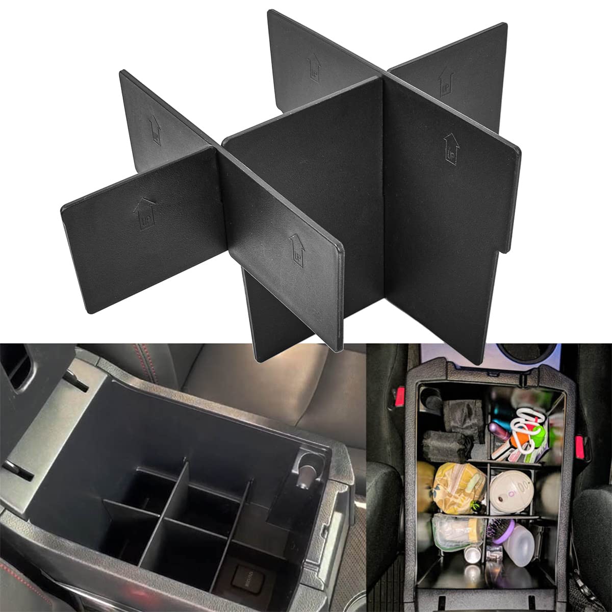Photo 1 of EDBETOS Center Console Organizer Insert Dividers Compatible with Toyota 4Runner 2010-2020 2021 2022 2023 5th Gen 4Runner Accessories Armrest Interlock Secondary Storage ABS Material