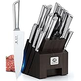 imarku Knife Set 16 pcs, Razor-Sharp Knives Set for Kitchen High Carbon Stainless Steel Kitchen Knife Set with Block and Sharpener, Knife Block Set Dishwasher Safe, Kitchen Essentials, Christmas Gifts