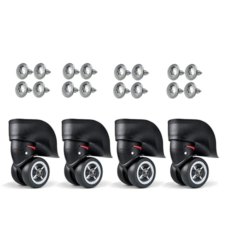 Vanyda Gepäck Koffer Rad Ersatz Achsen Reisekoffer Rolle Transportrollen OD 49 mm + Schrauben Repair Element,Schwarz (4 Stück