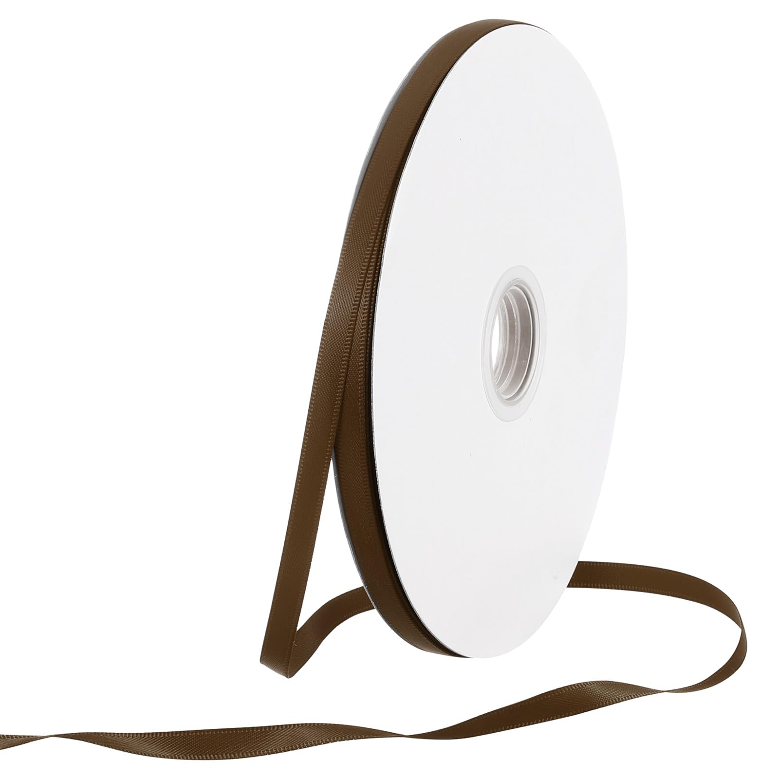 Rebower 6mm Satin Ribbon 91m Thick Double Face Grosgrain Silk Ribbon, [for Gift Wrapping, Hair Bows, Wedding, Cake, Flower] - 100 Yard/300ft/ Dark Brown