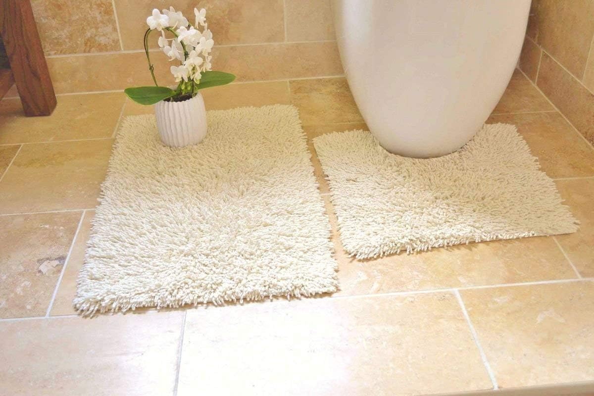 Rapport "Cotton Twist" Bath and Pedestal Mat Set, Cotton, White, 80 x 50 x 2 cm, TWISBS-2-PC-WHIT, 50 x 80 cm (Rectangular) - Image 5