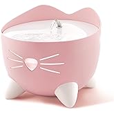 Catit PIXI Cat Water Fountain, 2.5 L, Light Pink, Modern Cat Fountain, Silent Pump for Indoor Cats, Different Flow Settings F
