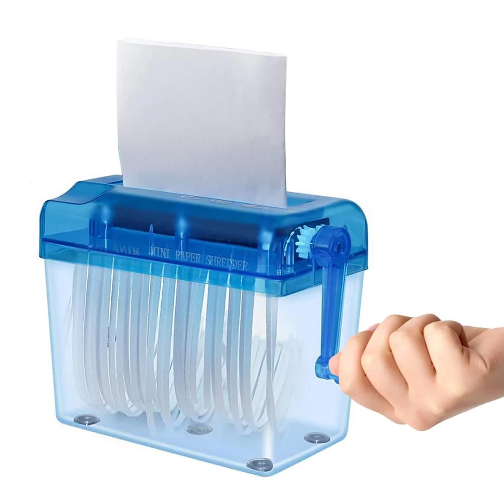 Mini Manual Paper Shredder, Portable Strip Cut Shredding Machine, 1L Capacity Hand Paper Shredder for Paper, Notes, Bills, Portrait, Photos
