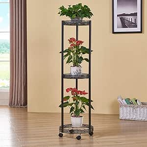 Pkfinrd Soporte de Flor / 3 Nivel Titular Bastidores Hierro Metal/for