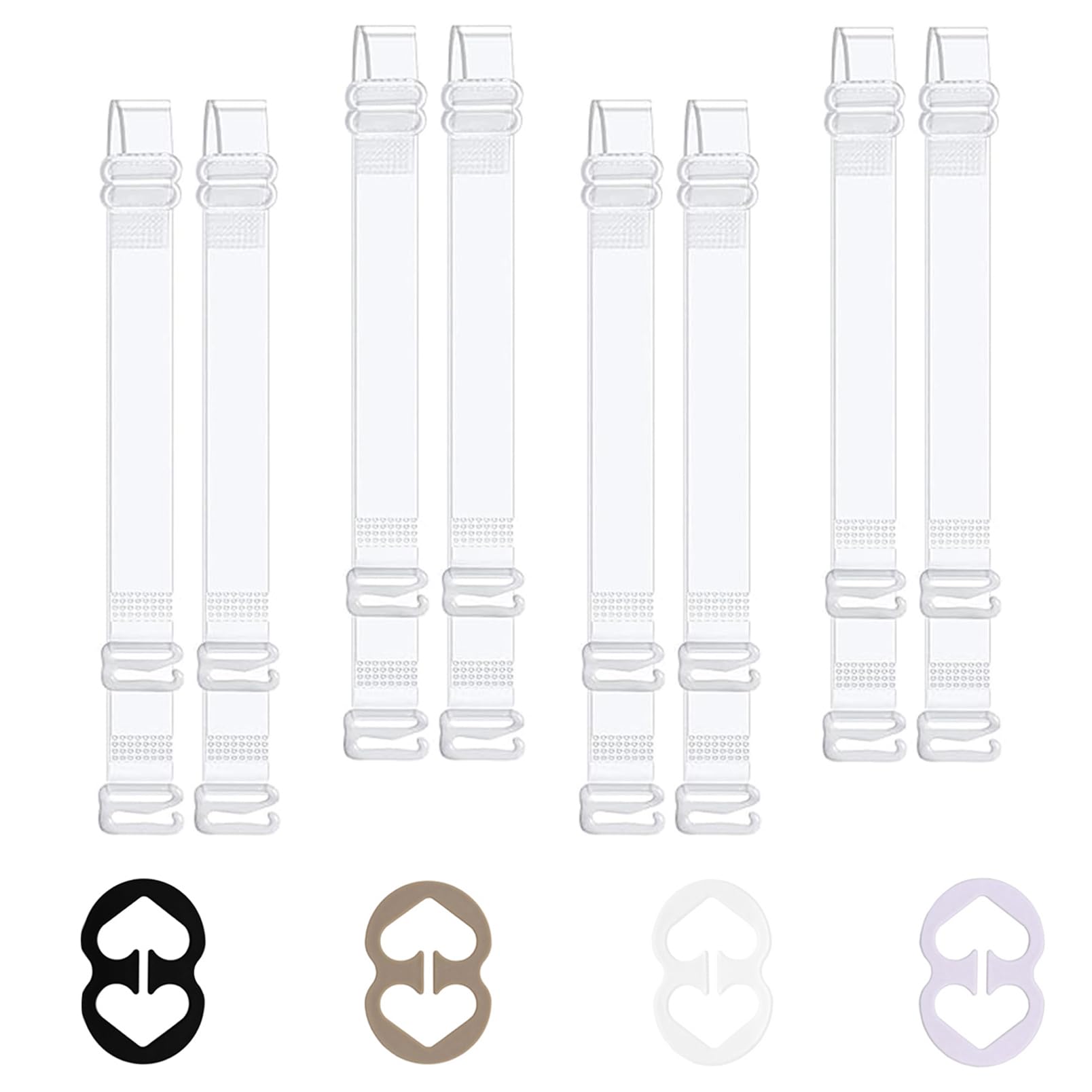 Photo 1 of FIVEGOGO Clear Bra Straps, 4 Pairs Invisible Bra Straps + 4 Pcs Bra Strap Clips, Non-Slip Adjustable Transparent Bra Straps, Clear Straps For Bra, Bra Clips to Make Racerback