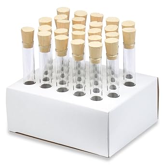 16x125mm Borosilicate Glass Test Tubes With Cork Stoppers Pack 10