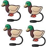 Mallard Duck Straw Toppers For Stanley Cups; Duck Straw Covers Cap Toppers Compatible With Stanley 30&40 Oz Tumbler, Reusable & Silicone Tumbler Straws Topper For 0.4 Inch/10 Mm Tips 4 Pcs