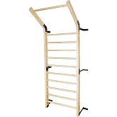 FC FUNCHEER Swedish Ladder,Gymnastics Stall Bar, Wall Mounted Pull Up Bar- Solid Wood With11 Strategic Rods-86.6 Inches Height, 32 Inches Width, Indoor Gym Workout Yoga