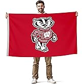 Wisconsin Badgers College Sports Printed Flag - NCAA Licensed - Nylon - School Banner (Red, White, Black) (3' x 5')