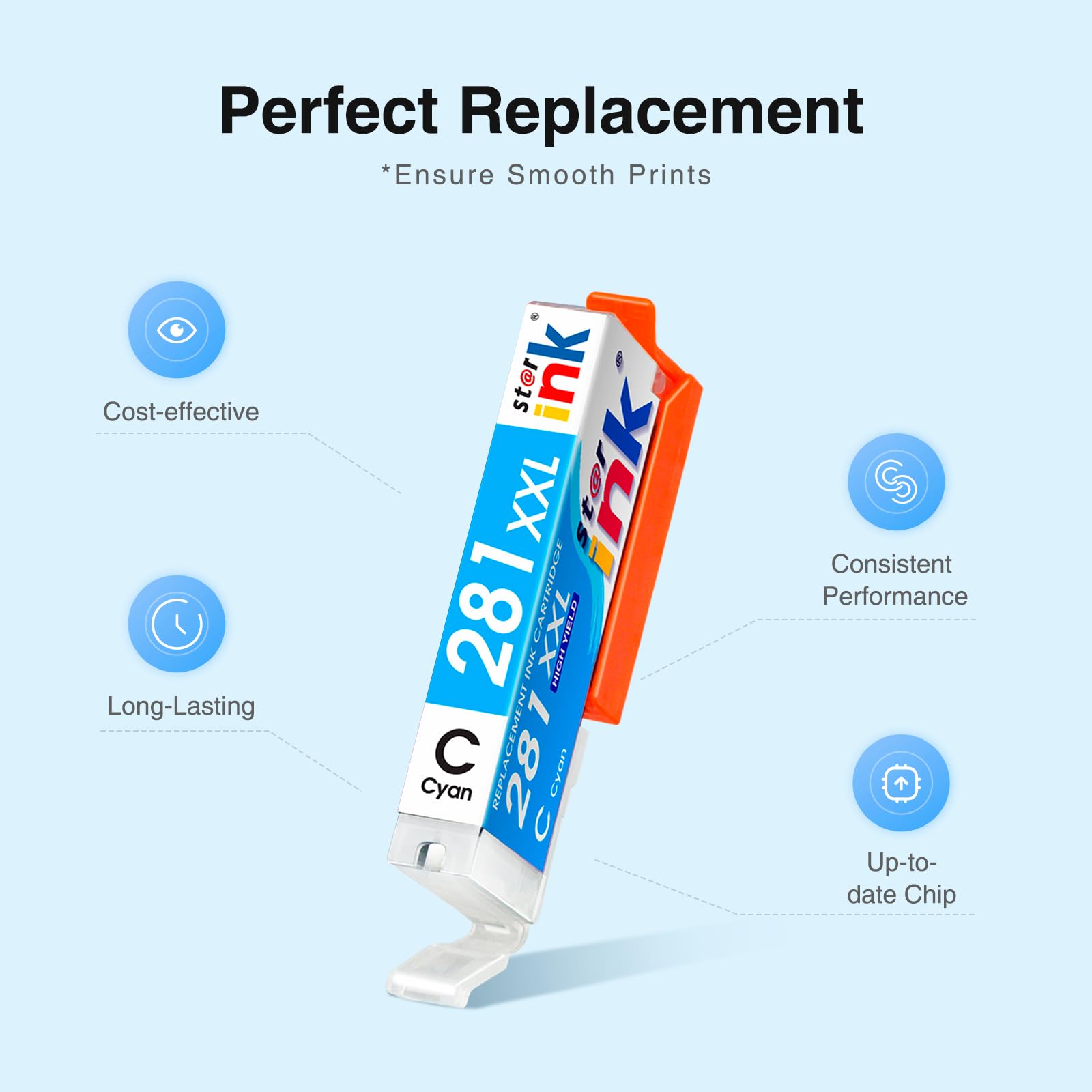 PGI-280XXL/CLI-281XXXL 5 Color Pack Replacement for Canon 280 281 Ink Cartridges Compatible with Canon TR8620a Ink Cartridges TR8520 Ink TR8620 TR7520 TS6320 TS6120 TS9120 TS8500 TR8600 TS9521C-5Pack