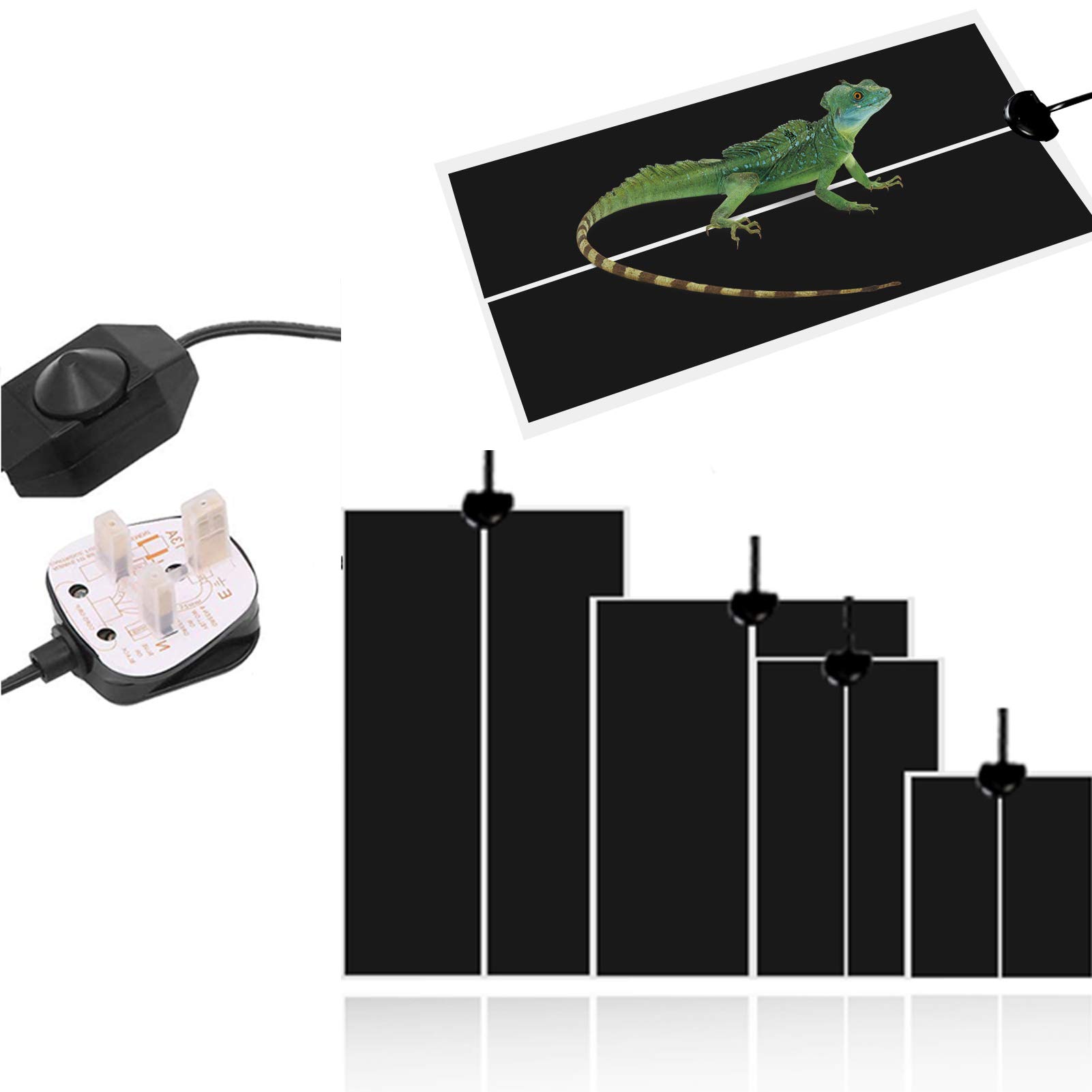 Reptile Heating Mat 5W/7W/14W/20W Waterproof Safety Adjustable Vivarium Pet Tank Warmer Mat Pad with Temperature Control Fit for Reptiles Turtle,Tortoise,Snakes,Lizard,Gecko,Spider,Snails（14W）