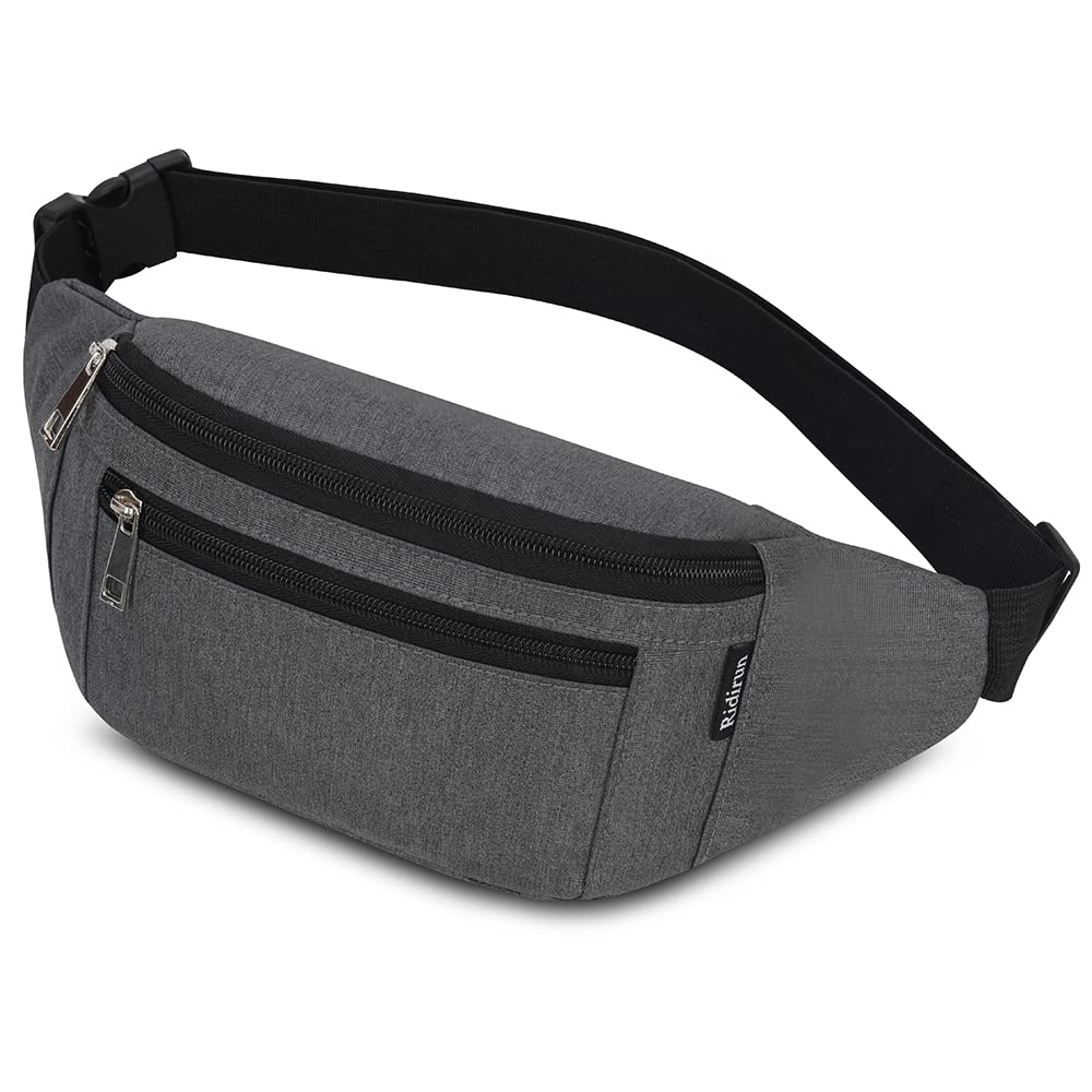 Bumbags Waist Fanny Packs for Men Women Fashion Bum Bag with Adjustable Belt for Sport Running Hiking Jogging Travel Cycling Walking Dog Boys Ladies (Darkgrey)