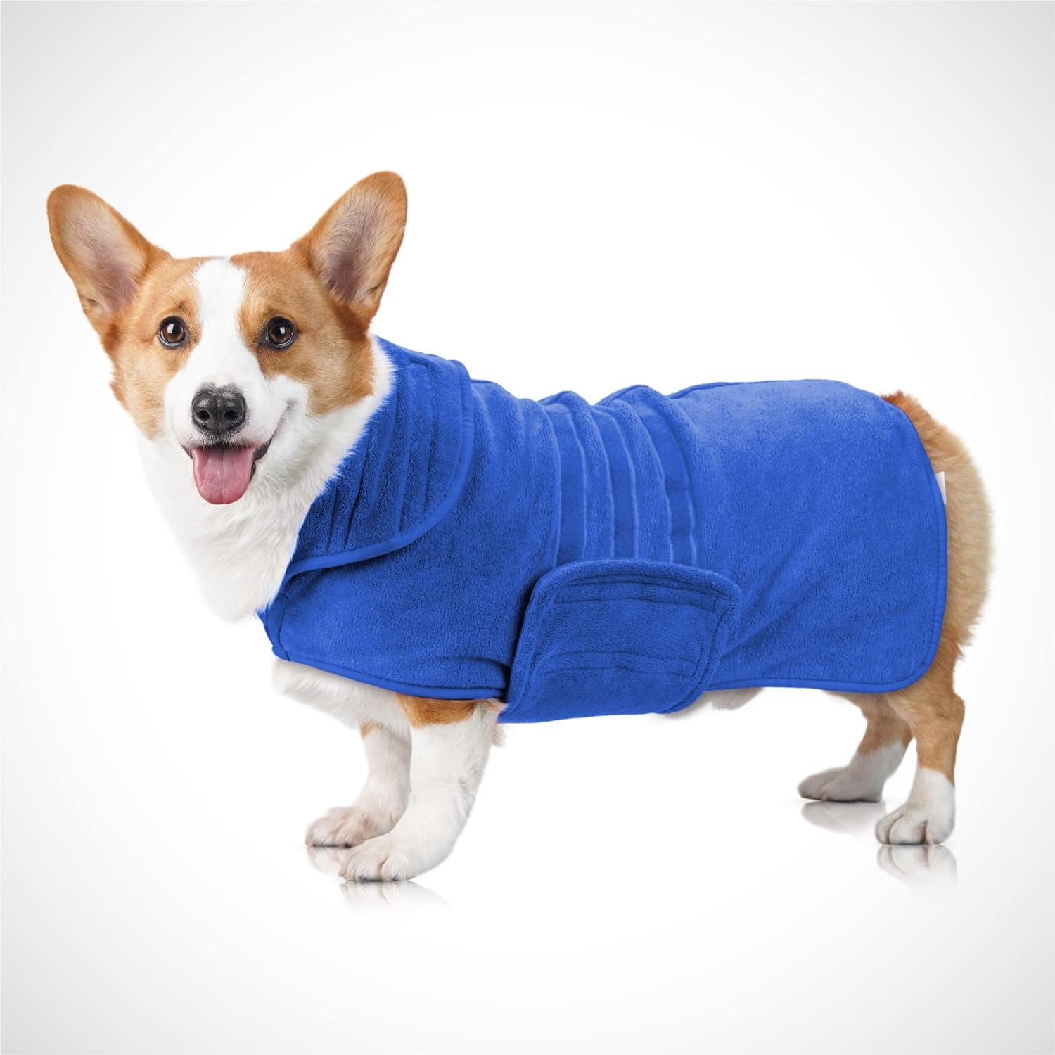 Dog Bathrobe-400 GSM S Size Blue Microfiber Dog Drying Coat-Double Layered Dog Towels for Drying Dogs-Fast Drying Dog Towel -Super Absorbent Hook & Loop Design Dog Robe — image 1