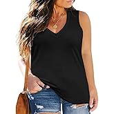 ForHailey Women's Plus Size Tank Tops Sleeveless Shirt Sexy V Neck Summer Loose Baggy Floral Shirt Clothes
