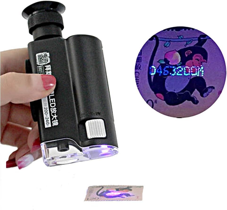 Loupe 200X-240X-Led Mini Microscope Portable Jade Diamant Bijoux Violet Clair Reconnaissance Antique