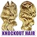 Knockout Hair 20-Inch Halo Hair Extensions, Fiber Wavy, 150 Grams, Medium Cool Blonde/Lightest Blonde Mix - #16/613