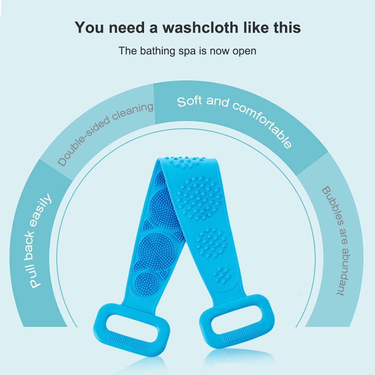 Adofect 2 Pack Silicone Body Brush Scrubber, Double Side Silicone Back Scrubber, Back Cleaning Shower Strap for Comfortable Massage Shower (Blue & Green) : Beauty