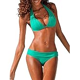 Womens Halter Padded Top Push up Bikini Set Two Piece Bathing Suit