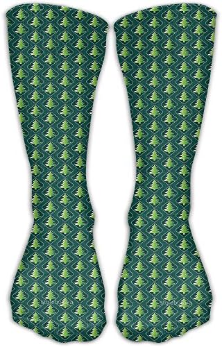 Green Grids Christmas Tree Unisex Casual Crew Socks Athletic Stockings Funny Designed
