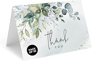 Bliss Collections Thank You Cards with Envelopes, Greenery Watercolor, All-Occasion Thank You Cards for Weddings, Bridal Show