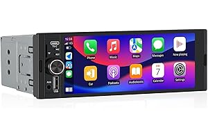 Pyniro Single Din Car Stereo with 6.36" IPS Touchscreen, Wireless CarPlay & Android Auto, Backup Camera, Bluetooth, External 