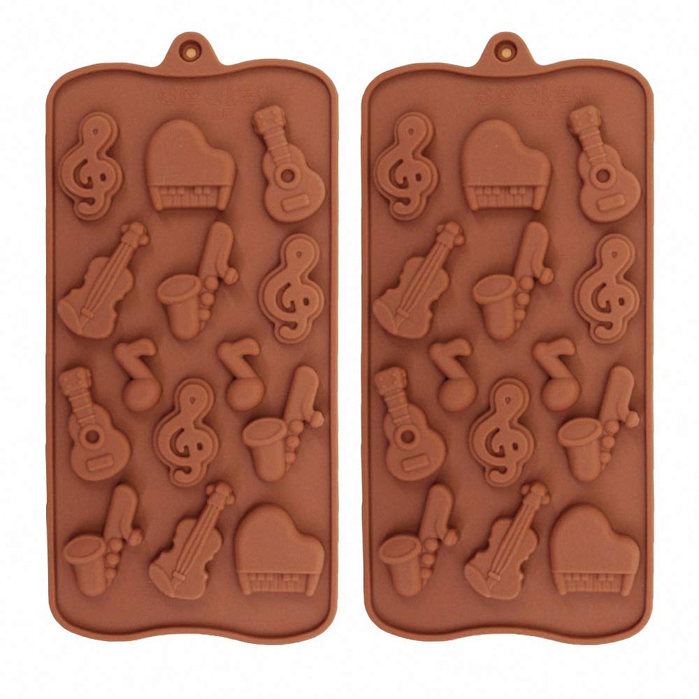 Photo 1 of ****** ONLY 1 ****  2Pcs Musical Instrument Silicone Chocolate Mold Music Note Bass Guitar Piano Saxophone Shape Candy Mini Soap Crayon Melt Mould Ice Cube Trays