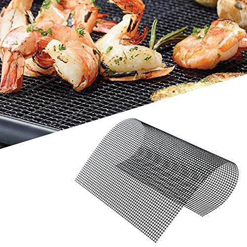BBQ Grill Mesh Mat-Set of 5 Non-Stick Reusable Heavy Duty 13x15.75 Inch Heat Resistant Pad-Easy to Clean PTFE coated fiberglass Silicone Free FDA Approved-Suitable for Ovens and Outdoor Grills(Black) - Thumbnail 6