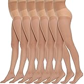 MANZI Pantyhose for Women Nylon Sheer Tights Under Dress 20D 6 Pairs