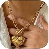 JAVARNV Gold Star Necklace Chunky Gold Charm Necklace Star Jewelry Chunky Necklaces for Women Puffy Heart Jewelry