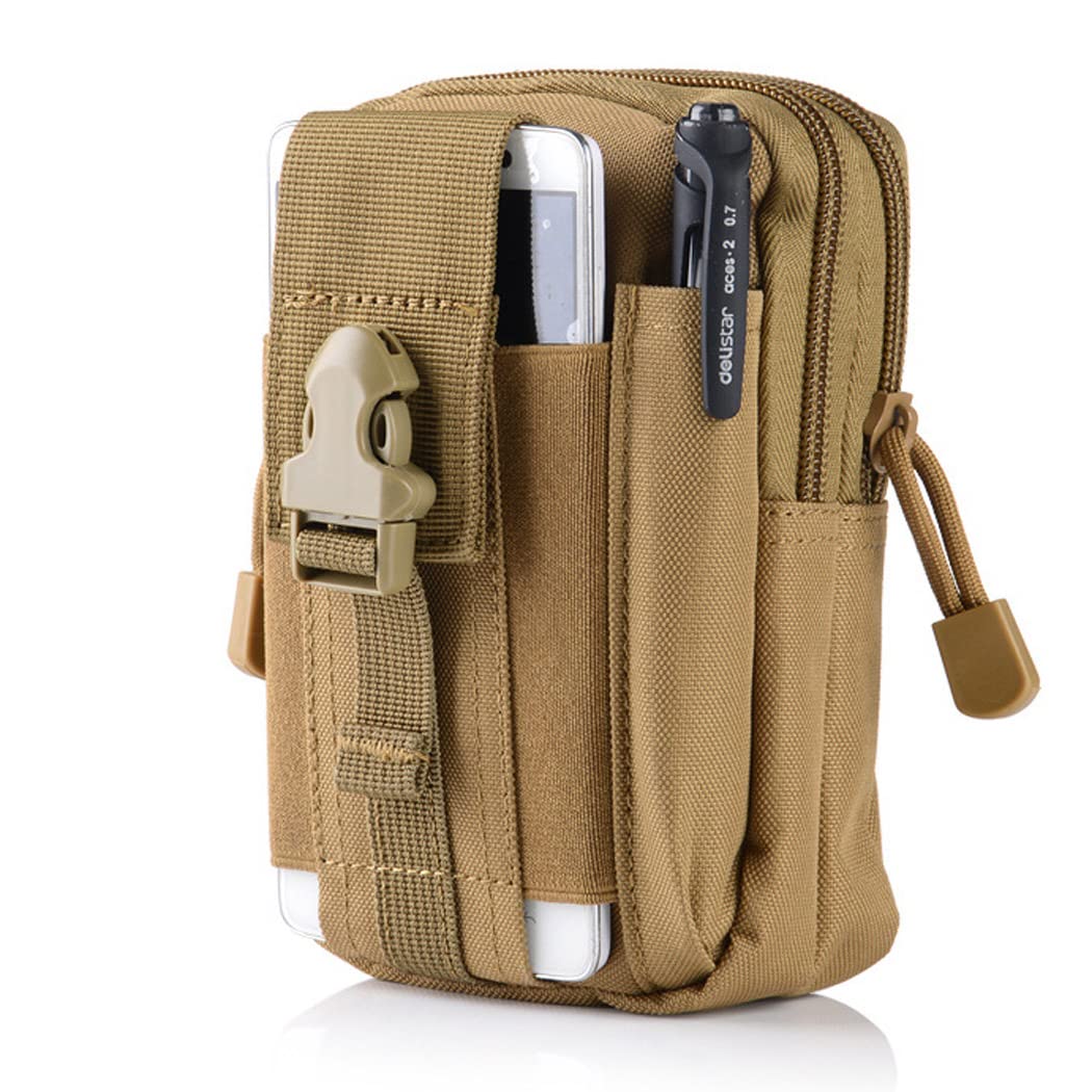 Abcsea 1 piece multifunction tactical molle edc pouch , poly tool holder , gadget belt waist bag pouch for hiking camping sports (Khaki)
