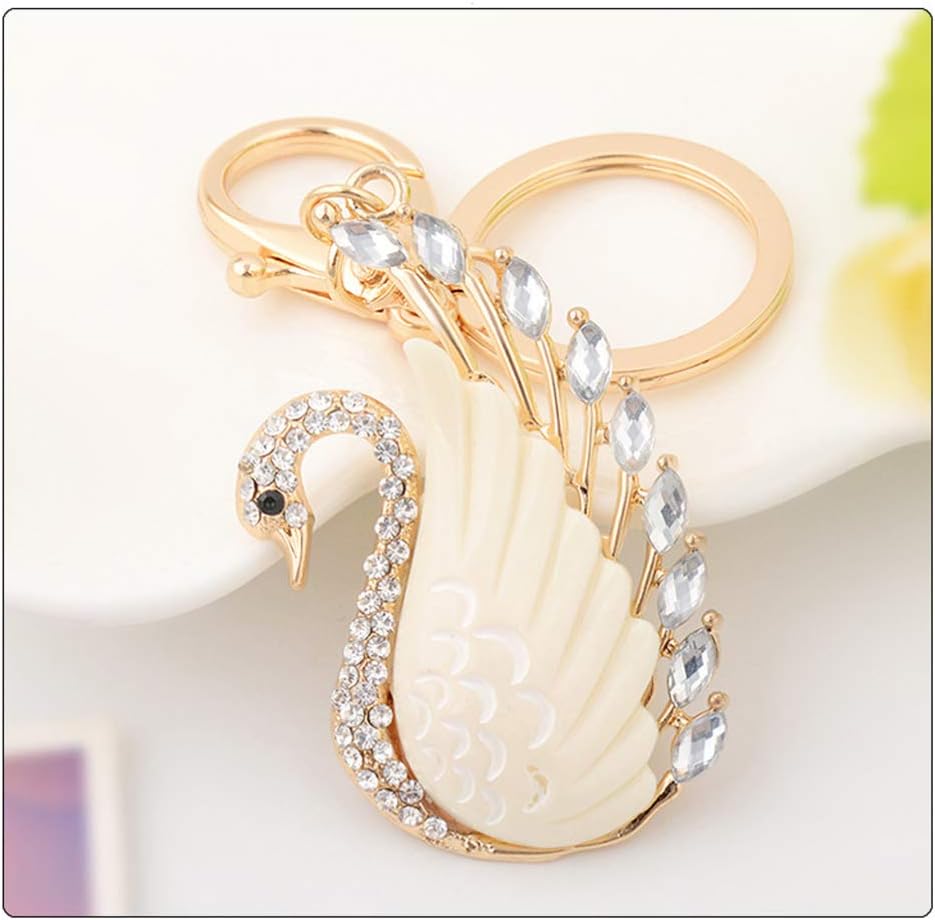 Crystal Rhinestone Keychain Swan Keychain Keyring Bag Purse Charms Birthday - Image 3